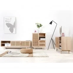 Norrwood TV-Lowboard Pini - Wiener Geflecht / Echtholzfurnier - Natur / Paulownia -Wohnzimmermöbel boutique en ligne 1000310540 211125 11183600127 MOOD DETAILS P000000001000310540 mood