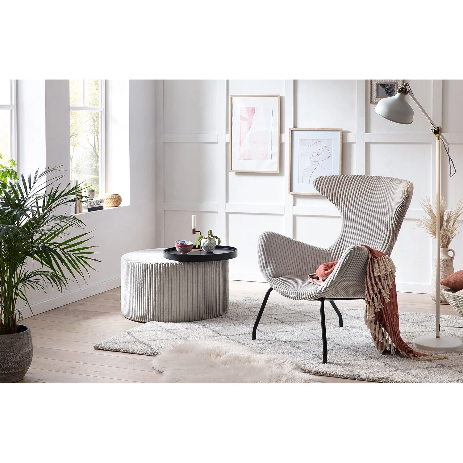 Norrwood Couchtisch Cup - Echtholzfurnier / Cord - Eiche Schwarz / Hellgrau 2 Norrwood Couchtisch Cup - Echtholzfurnier / Cord - Eiche Schwarz / Hellgrau – Bild 2