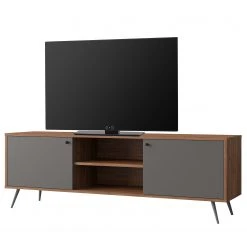 Loftscape TV-Lowboard Sirkka - Grau / Walnuss Dekor