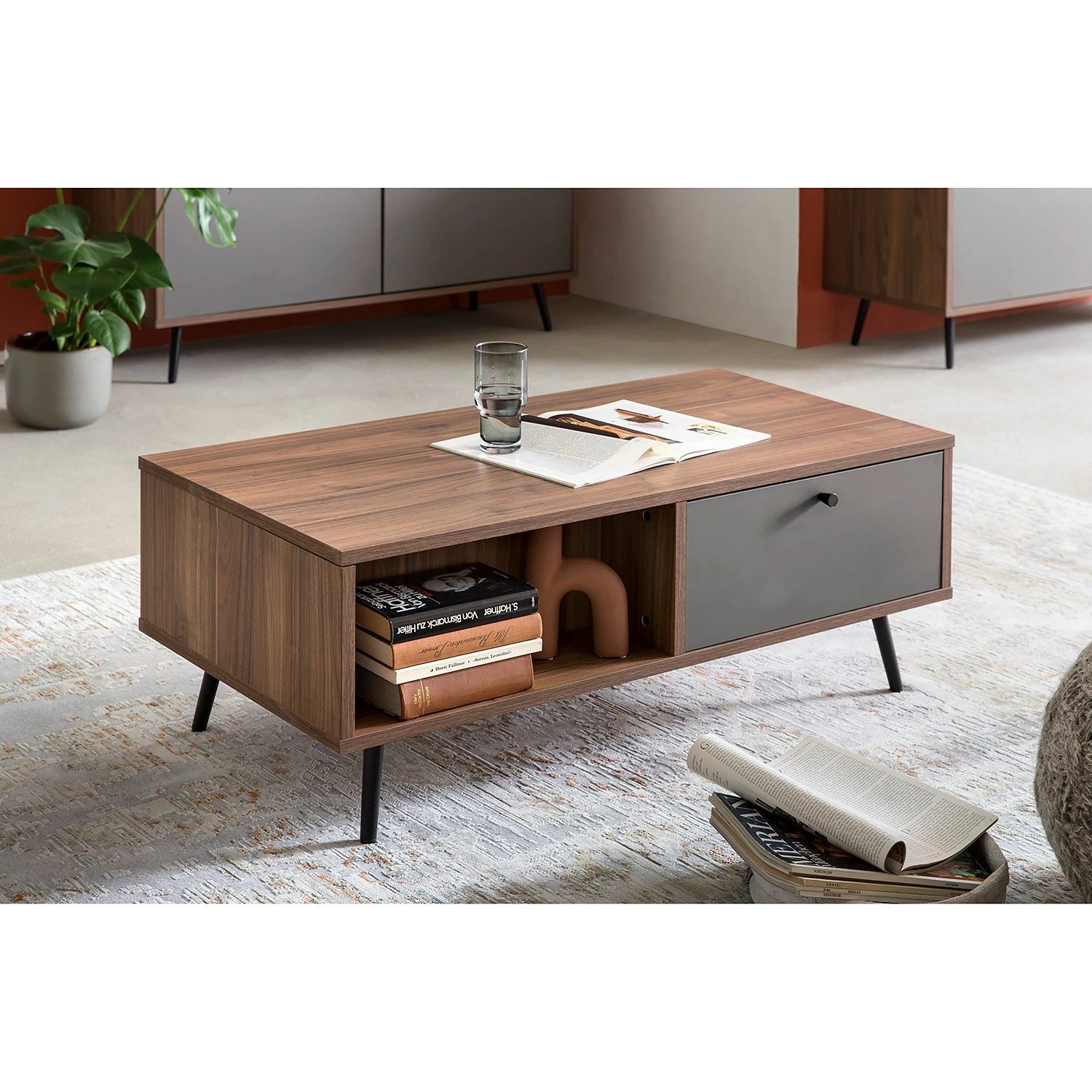 Loftscape Couchtisch Sirkka - Grau / Walnuss Dekor 2 Loftscape Couchtisch Sirkka - Grau / Walnuss Dekor – Bild 2