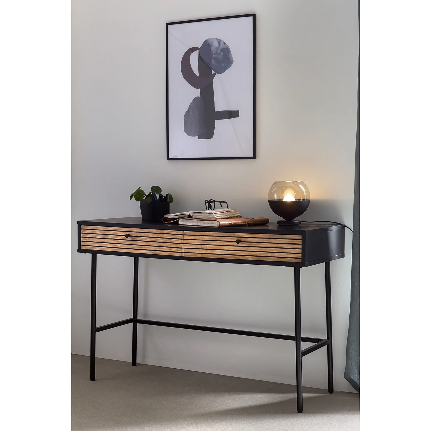 Red Living Konsolentisch Uckerby - Echtholzfurnier - Eiche / Schwarz 2 Red Living Konsolentisch Uckerby - Echtholzfurnier - Eiche / Schwarz – Bild 2