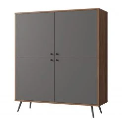 Loftscape Highboard Sirkka - Grau / Walnuss Dekor