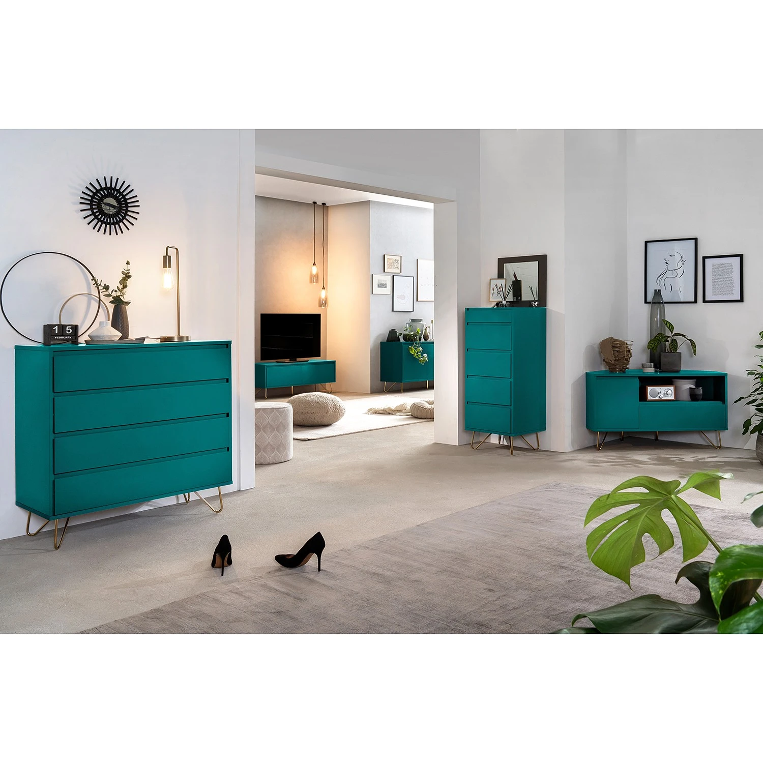 Loftscape Eck-Lowboard Rodi - Petrol 3 Loftscape Eck-Lowboard Rodi - Petrol – Bild 3