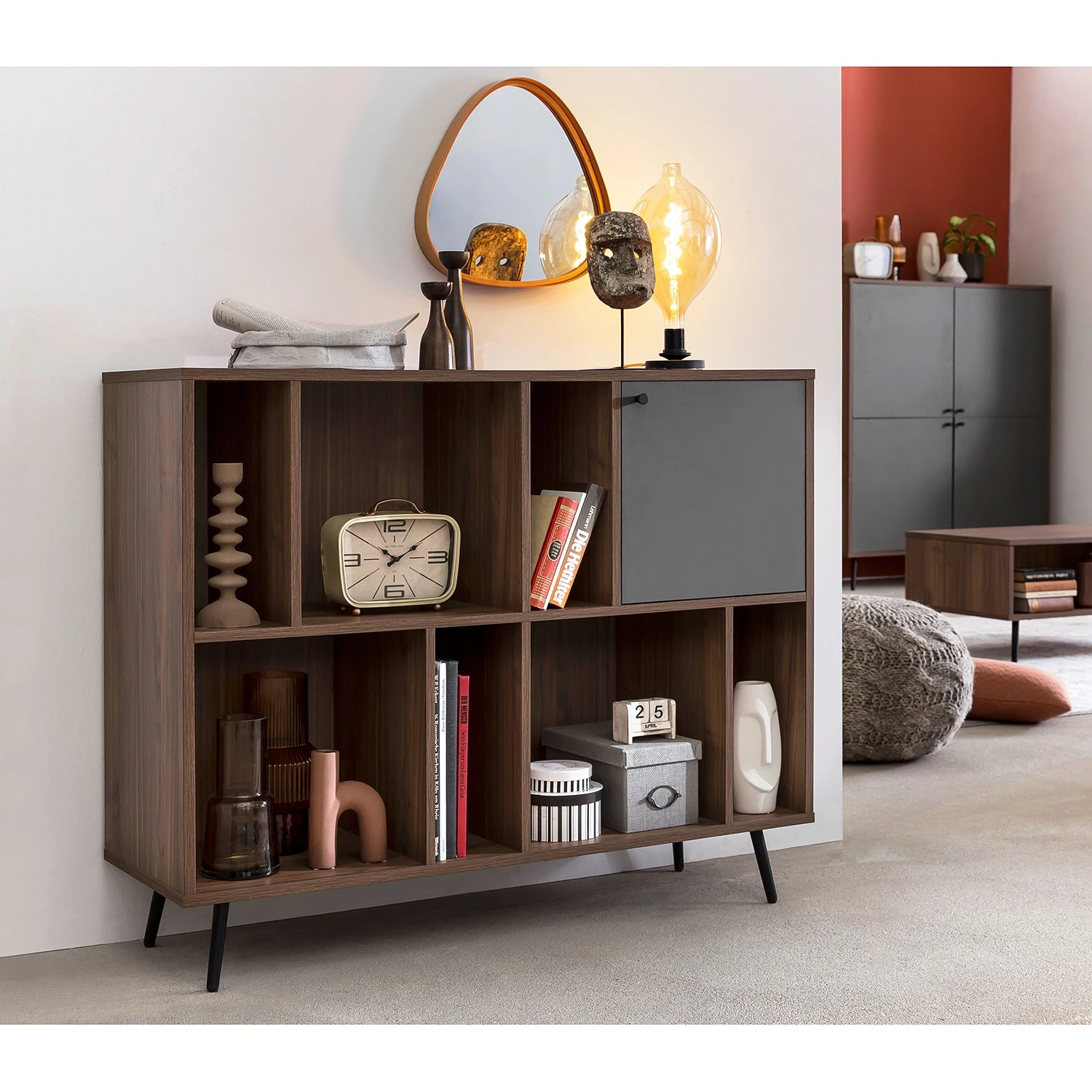 Loftscape Regal Sirkka II - Grau / Walnuss Dekor 2 Loftscape Regal Sirkka II - Grau / Walnuss Dekor – Bild 2