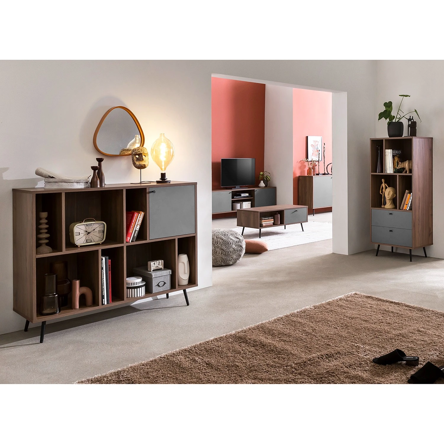 Loftscape Regal Sirkka II - Grau / Walnuss Dekor 3 Loftscape Regal Sirkka II - Grau / Walnuss Dekor – Bild 3