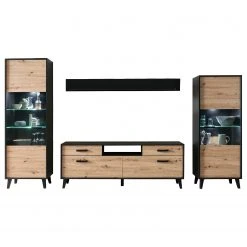 Norrwood Wohnwand Argenteuil I (4-teilig) - Eiche Artisan Dekor / Schwarz -Wohnzimmermöbel boutique en ligne 1000310663 211125 145323000033 DETAILS P000000001000310663