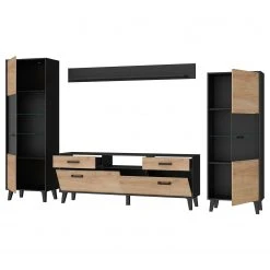 Norrwood Wohnwand Argenteuil I (4-teilig) - Eiche Artisan Dekor / Schwarz -Wohnzimmermöbel boutique en ligne 1000310663 211125 145323000039 DETAILS P000000001000310663