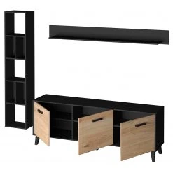 Norrwood Wohnwand Argenteuil II (3-teilig) - Eiche Artisan Dekor / Schwarz -Wohnzimmermöbel boutique en ligne 1000310664 211125 14534600051 DETAILS P000000001000310664