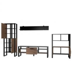 Red Living Wohnwand Norddal II (4-teilig) - Nussbaum Dekor / Schwarz -Wohnzimmermöbel boutique en ligne 1000310666 211125 14551700074 DETAILS P000000001000310666