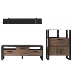 Red Living Wohnwand Norddal IV (3-teilig) - Nussbaum Dekor / Schwarz -Wohnzimmermöbel boutique en ligne 1000310668 211125 14554200093 DETAILS P000000001000310668