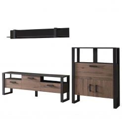 Red Living Wohnwand Norddal IV (3-teilig) - Nussbaum Dekor / Schwarz -Wohnzimmermöbel boutique en ligne 1000310668 211125 14554300096 DETAILS P000000001000310668