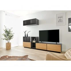 Now! by hülsta Wohnwand now to go colour III (8-teilig) - Hochglanz Diamantgrau / Natureiche -Wohnzimmermöbel boutique en ligne 1000311284 211201 14490200414 MOOD DETAILS P000000001000311284 mood