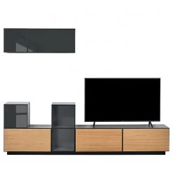 Now! by hülsta Wohnwand now to go colour III (8-teilig) - Hochglanz Diamantgrau / Natureiche -Wohnzimmermöbel boutique en ligne 1000311284 211201 14490200425 DETAILS P000000001000311284