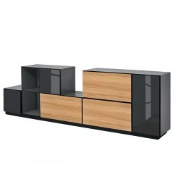 Now! by hülsta Wohnwand now to go colour III (8-teilig) - Hochglanz Diamantgrau / Natureiche -Wohnzimmermöbel boutique en ligne 1000311284 211201 14490200429 DETAILS P000000001000311284