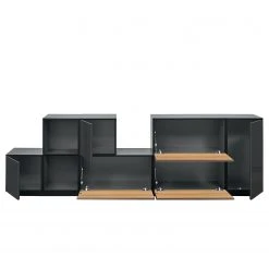 Now! by hülsta Wohnwand now to go colour III (8-teilig) - Hochglanz Diamantgrau / Natureiche -Wohnzimmermöbel boutique en ligne 1000311284 211201 14490200435 DETAILS P000000001000311284