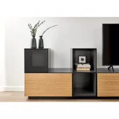 Now! by hülsta Wohnwand now to go colour III (8-teilig) - Hochglanz Diamantgrau / Natureiche -Wohnzimmermöbel boutique en ligne 1000311284 211201 14490200437 DETAILS P000000001000311284