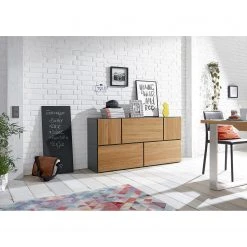 Now! by hülsta Wohnwand now to go colour V (5-teilig) - Natureiche / Diamantgrau -Wohnzimmermöbel boutique en ligne 1000311293 211201 14490500497 MOOD DETAILS P000000001000311293 mood