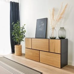 Now! by hülsta Wohnwand now to go colour V (5-teilig) - Natureiche / Diamantgrau -Wohnzimmermöbel boutique en ligne 1000311293 211201 14490500499 MOOD DETAILS P000000001000311293 mood