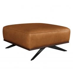 Loftscape Polsterhocker Iglesia I - Echtleder - Echtleder Nadra: Cognac - Schwarz - Buche Dunkel