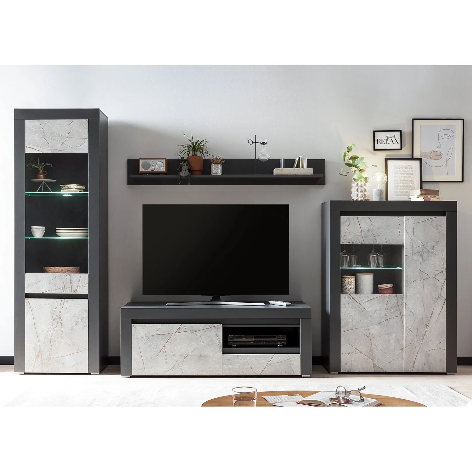 Loftscape Wohnwand Stonda II (4-teilig) - Anthrazit 2 Loftscape Wohnwand Stonda II (4-teilig) - Anthrazit – Bild 2