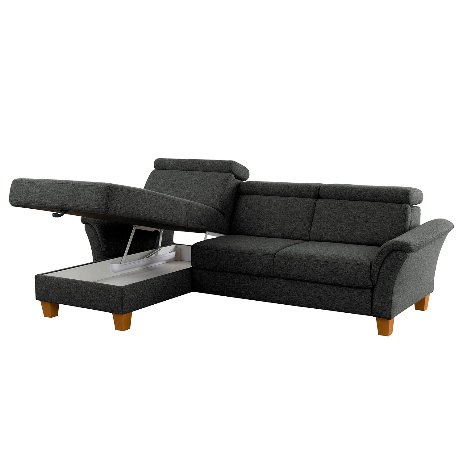 Fredriks Ecksofa Estufa - Flachgewebe - Flachgewebe Amra: Anthrazit - Longchair davorstehend links - Mit Schlaffunktion 4 Fredriks Ecksofa Estufa - Flachgewebe - Flachgewebe Amra: Anthrazit - Longchair davorstehend links - Mit Schlaffunktion – Bild 4