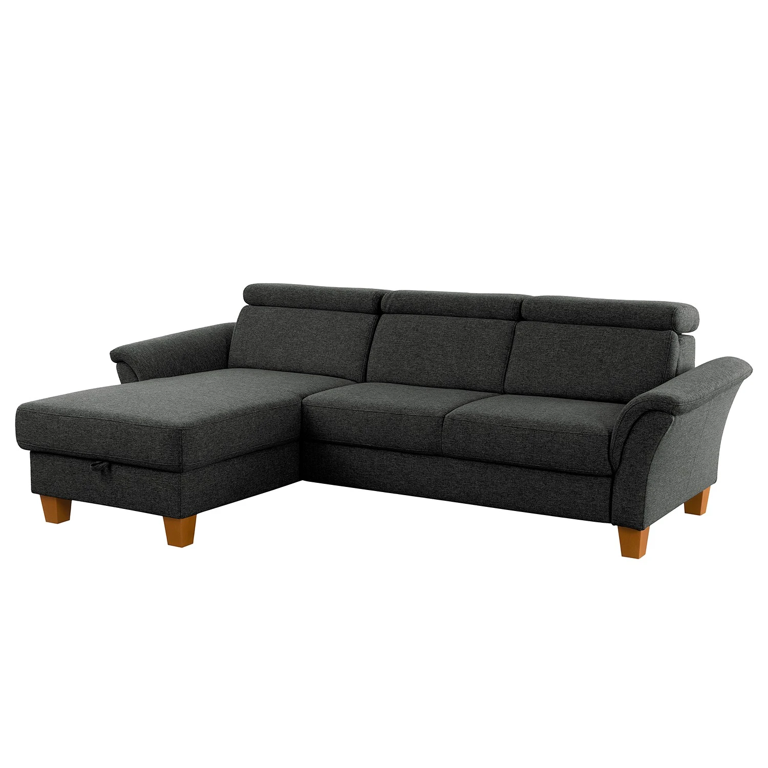 Fredriks Ecksofa Estufa - Flachgewebe - Flachgewebe Amra: Anthrazit - Longchair davorstehend links - Mit Schlaffunktion 1 Fredriks Ecksofa Estufa - Flachgewebe - Flachgewebe Amra: Anthrazit - Longchair davorstehend links - Mit Schlaffunktion