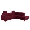 Fredriks Ecksofa Ford Point - Webstoff Palila: Beere - Ottomane davorstehend rechts - Mit Schlaffunktion