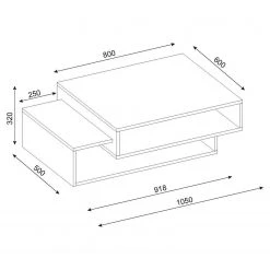 Loftscape Couchtisch Tarup - Weiß / Eiche Sonoma Dekor -Wohnzimmermöbel boutique en ligne 1000314843 211214 1338290000503 SKETCH DETAILS P000000001000314843 sketch