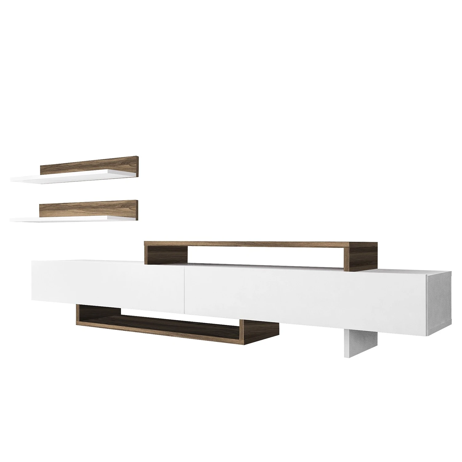 Loftscape Wohnkombination Nils (2-teilig) - Weiß / Walnuss Dekor 2 Loftscape Wohnkombination Nils (2-teilig) - Weiß / Walnuss Dekor – Bild 2