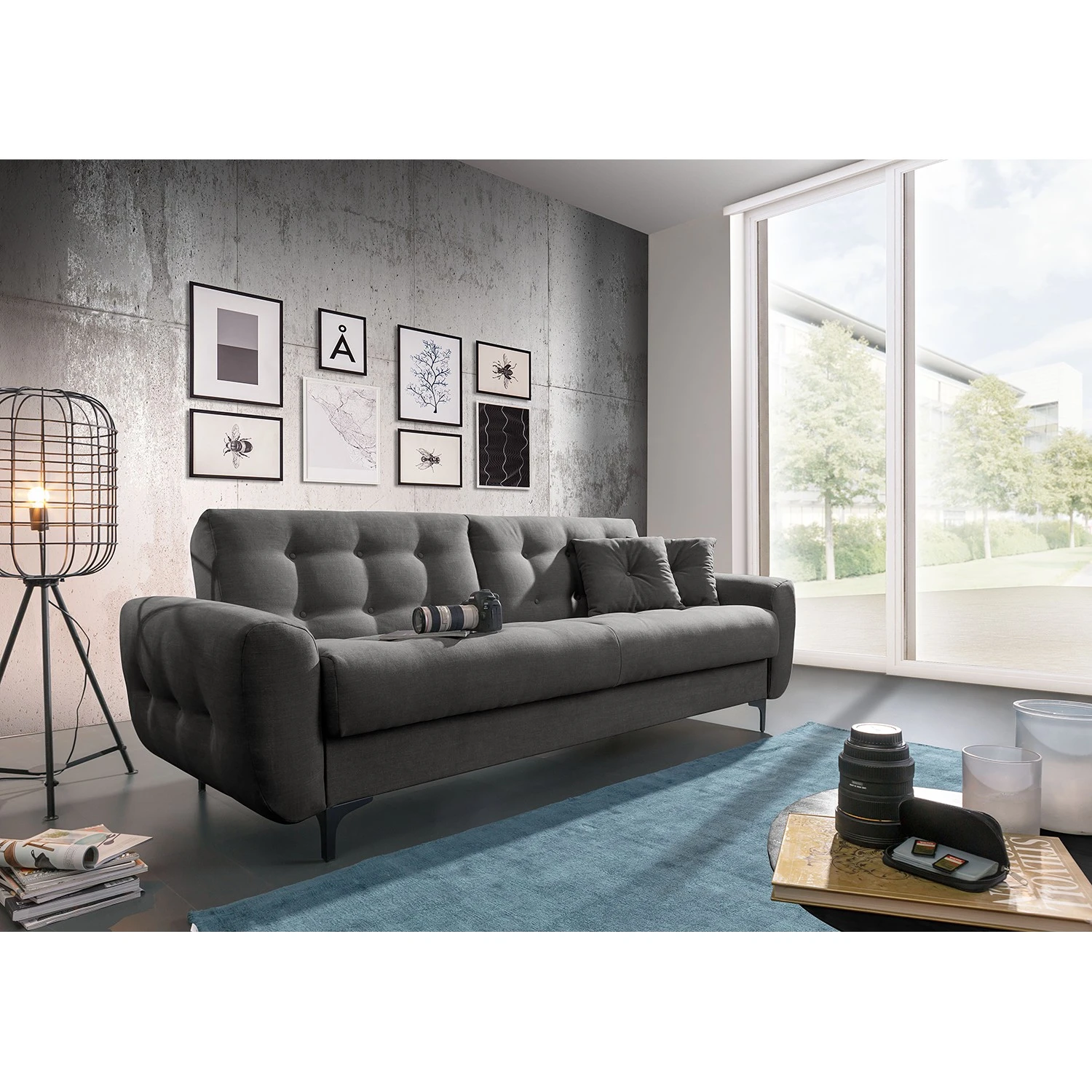 Red Living Sofa Noale (3-Sitzer) - Flachgewebe Flore: Dunkelgrau 2 Red Living Sofa Noale (3-Sitzer) - Flachgewebe Flore: Dunkelgrau – Bild 2