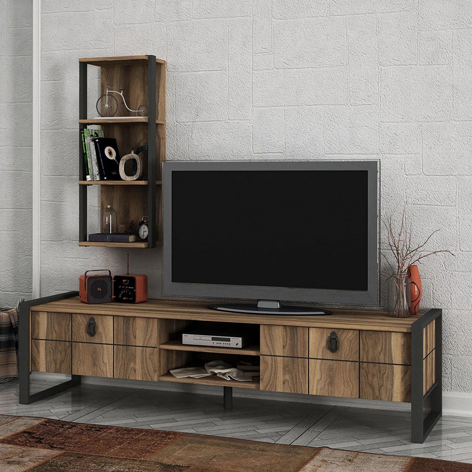 Red Living Wohnkombination Lando (2-teilig) - Walnuss Dekor / Grau 3 Red Living Wohnkombination Lando (2-teilig) - Walnuss Dekor / Grau – Bild 3