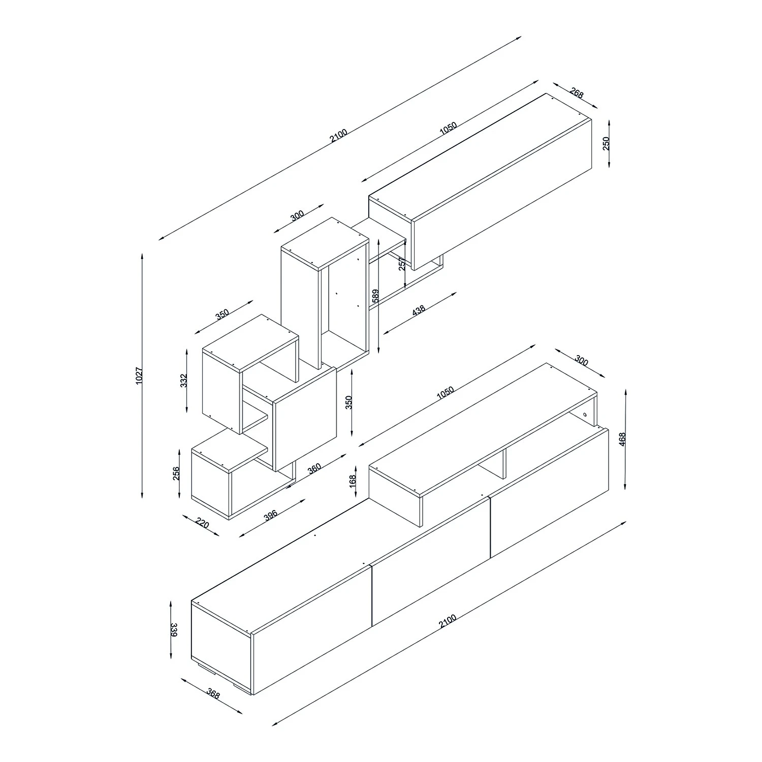 Loftscape Wohnwand Eliho (2-teilig) - Weiß 6 Loftscape Wohnwand Eliho (2-teilig) - Weiß – Bild 6