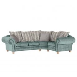 Ridgevalley Ecksofa Salvator II - Samt Saidy: Blaugrau - Ausrichtung rechts