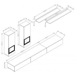 Loftscape Wohnwand Adschman (6-teilig) - Hochglanz Schwarz / Matt Schwarz -Wohnzimmermöbel boutique en ligne 1000314945 211209 133342000526 SKETCH DETAILS P000000001000314945 sketch