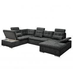 Fredriks Wohnlandschaft Puntiro III - Microfaser Salvo: Anthrazit - Longchair davorstehend rechts / Ottomane links - Mit Schlaffunktion -Wohnzimmermöbel boutique en ligne 1000315701 220728 070 DETAILS P000000001000315701