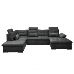 Fredriks Wohnlandschaft Puntiro III - Microfaser Salvo: Anthrazit - Longchair davorstehend rechts / Ottomane links - Mit Schlaffunktion -Wohnzimmermöbel boutique en ligne 1000315701 220728 080 DETAILS P000000001000315701