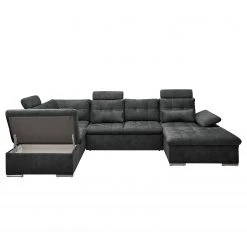 Fredriks Wohnlandschaft Puntiro III - Microfaser Salvo: Anthrazit - Longchair davorstehend rechts / Ottomane links - Mit Schlaffunktion -Wohnzimmermöbel boutique en ligne 1000315701 220728 100 DETAILS P000000001000315701