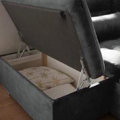 Fredriks Wohnlandschaft Puntiro III - Microfaser Salvo: Anthrazit - Longchair davorstehend rechts / Ottomane links - Mit Schlaffunktion -Wohnzimmermöbel boutique en ligne 1000315701 220728 120 DETAILS P000000001000315701