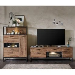 Red Living Wohnkombination Meevoo (2-teilig) - Eiche Rustikal Dekor / Graphit