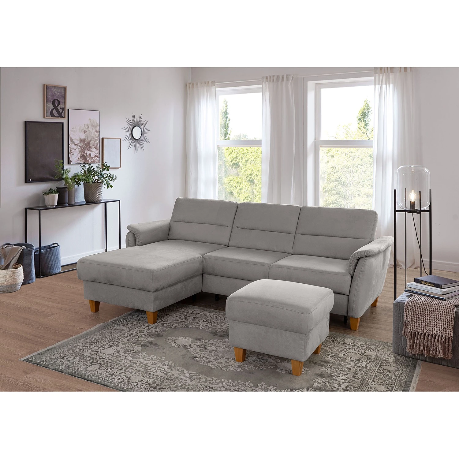 Loftscape Ecksofa Corvus - Microfaser Alais: Platin - Longchair davorstehend links - Mit Schlaffunktion 2 Loftscape Ecksofa Corvus - Microfaser Alais: Platin - Longchair davorstehend links - Mit Schlaffunktion – Bild 2