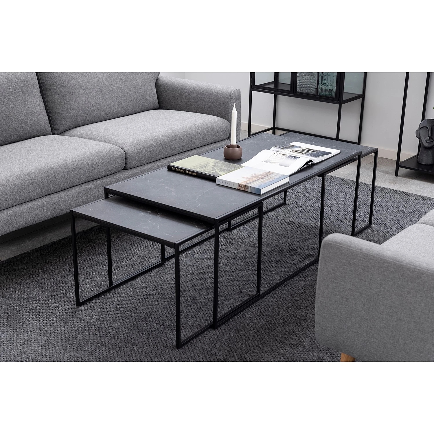 Red Living Couchtisch Zap I (3er-Set) - Marmor Schwarz Dekor / Schwarz 4 Red Living Couchtisch Zap I (3er-Set) - Marmor Schwarz Dekor / Schwarz – Bild 4