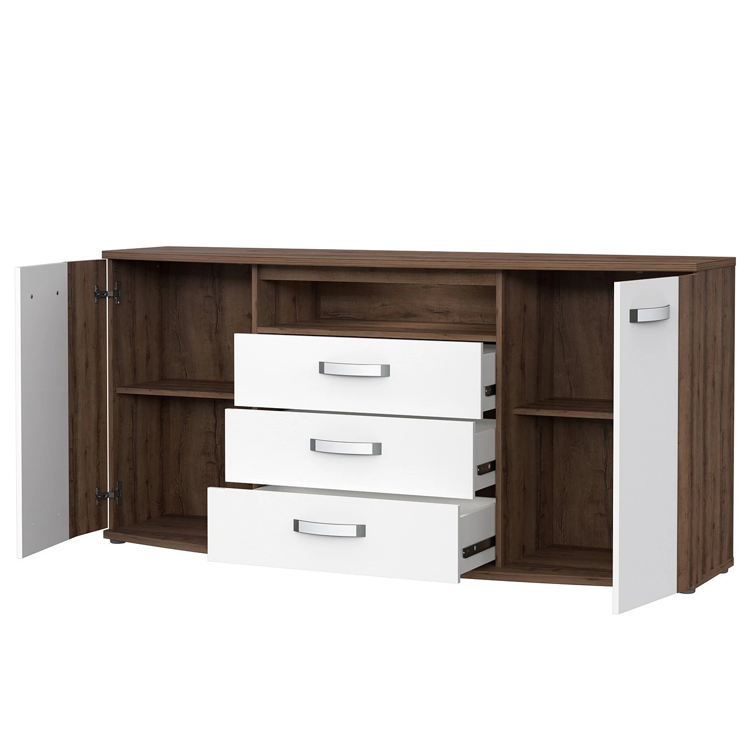 Loftscape Sideboard Rubik - Schlammeiche Dekor / Hochglanz Weiß 2 Loftscape Sideboard Rubik - Schlammeiche Dekor / Hochglanz Weiß – Bild 2