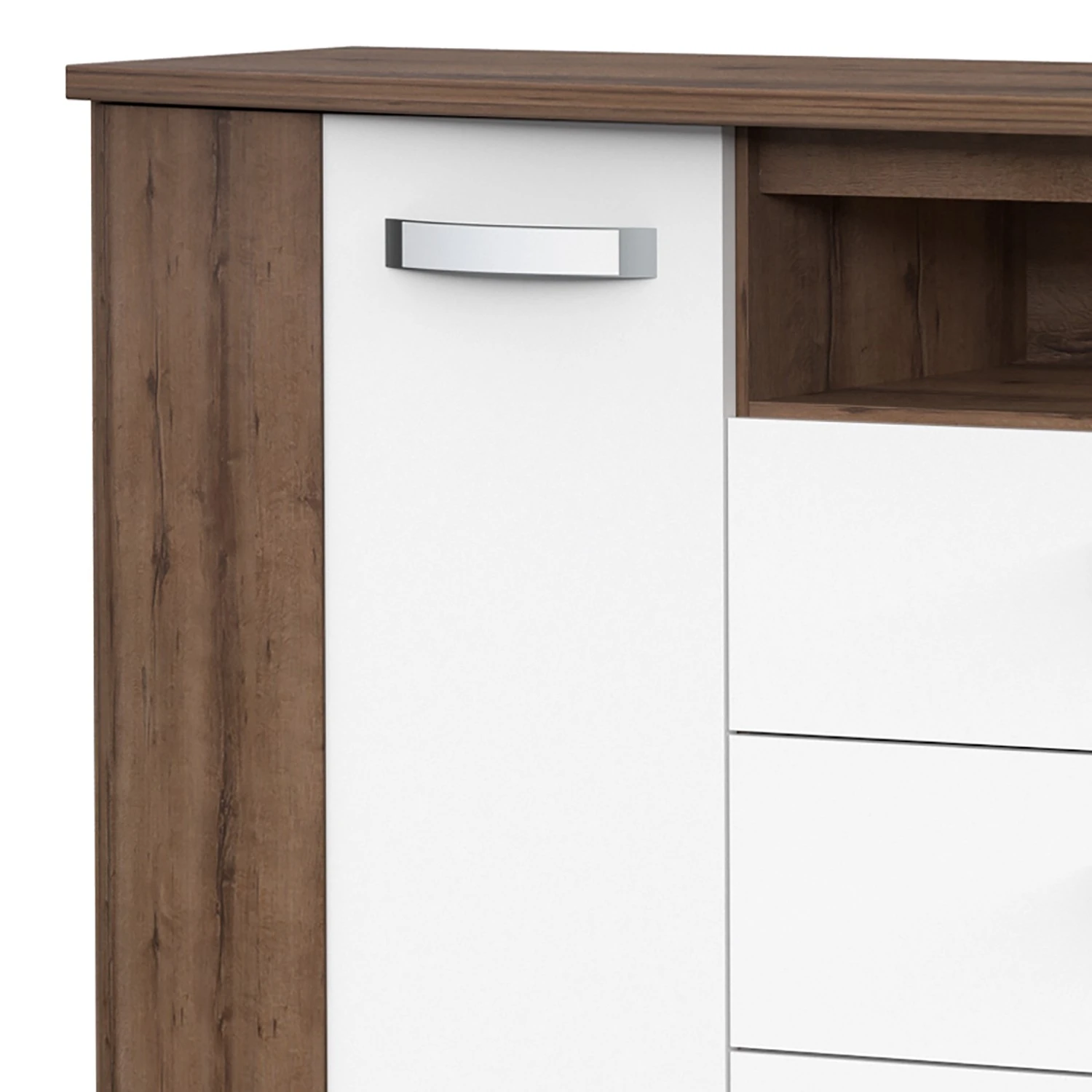 Loftscape Sideboard Rubik - Schlammeiche Dekor / Hochglanz Weiß 3 Loftscape Sideboard Rubik - Schlammeiche Dekor / Hochglanz Weiß – Bild 3