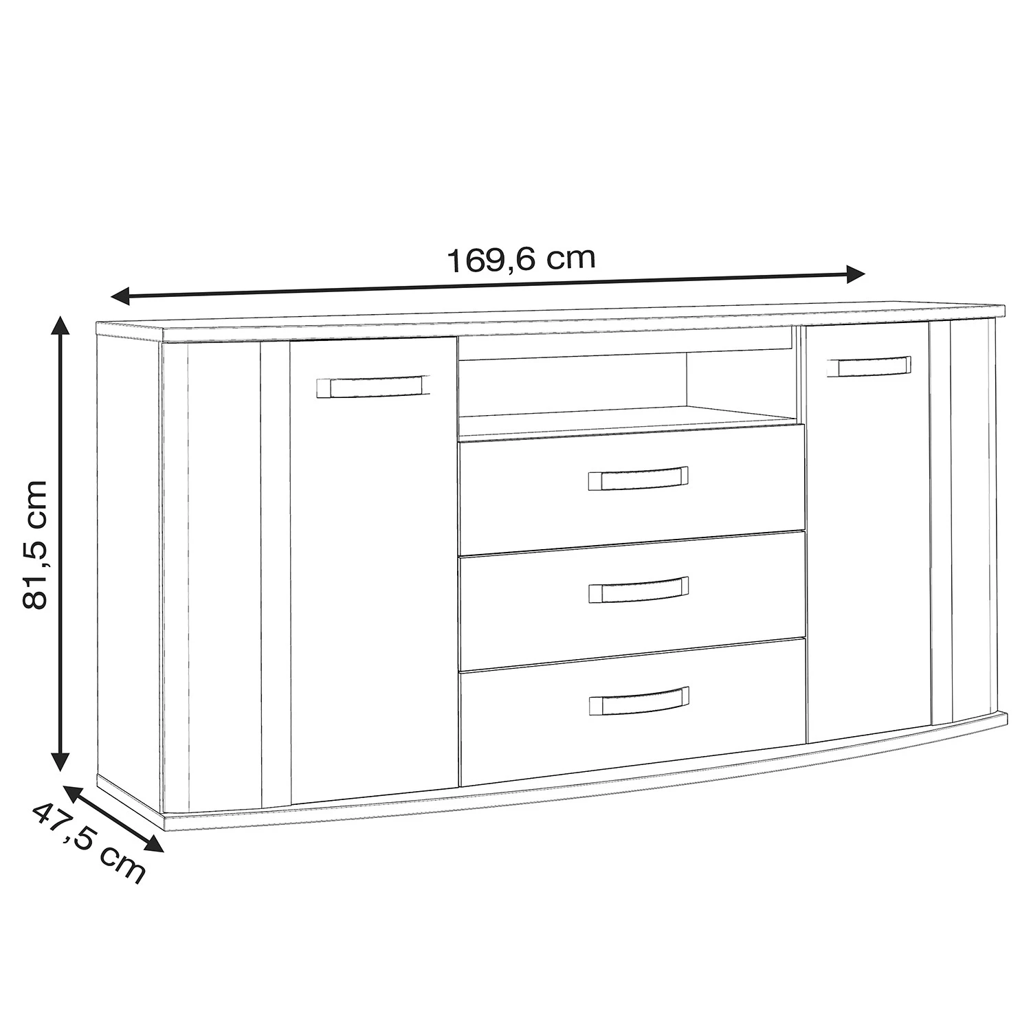 Loftscape Sideboard Rubik - Schlammeiche Dekor / Hochglanz Weiß 6 Loftscape Sideboard Rubik - Schlammeiche Dekor / Hochglanz Weiß – Bild 6