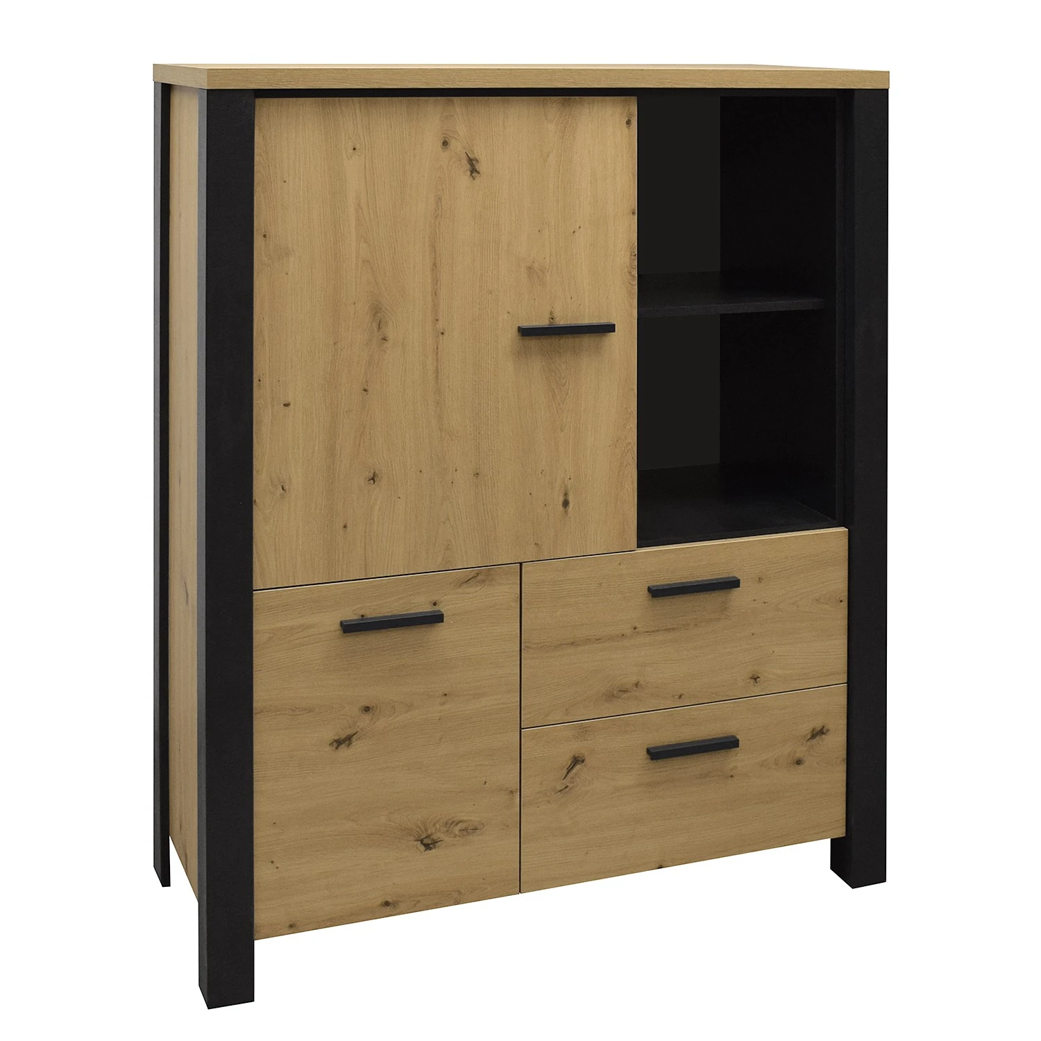 Red Living Highboard Zagora - Asteiche Dekor / Schwarz 1 Red Living Highboard Zagora - Asteiche Dekor / Schwarz