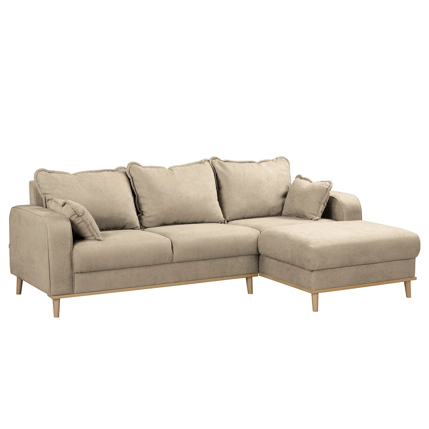 Norrwood Ecksofa Nante - Microfaser Enza: Creme - Ottomane davorstehend rechts 1 Norrwood Ecksofa Nante - Microfaser Enza: Creme - Ottomane davorstehend rechts