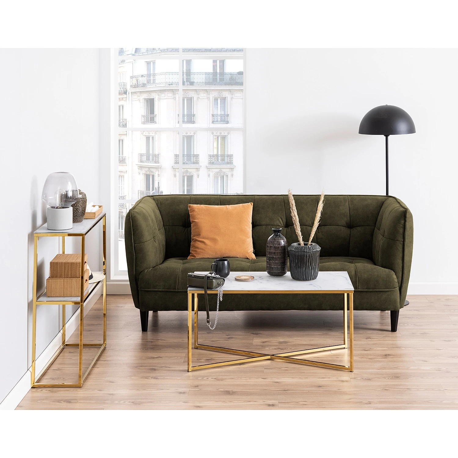 Fredriks Couchtisch Katori VIII - Glas / Metall - Marmor Weiß Dekor / Gold 3 Fredriks Couchtisch Katori VIII - Glas / Metall - Marmor Weiß Dekor / Gold – Bild 3