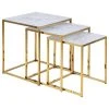 Fredriks Beistelltisch Katori I (3er-Set) - Glas / Metall - Marmor Weiß Dekor / Gold
