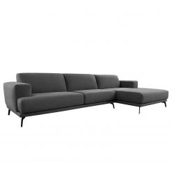 Norrwood Ecksofa Asia - Webstoff Inas: Basalt - Longchair davorstehend rechts