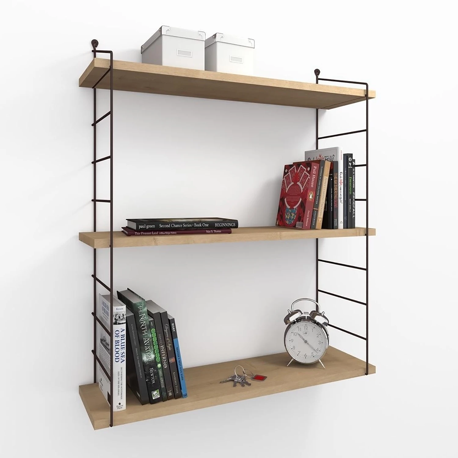 Red Living Wandregal Pico - Metall - Eiche Dekor / Braun 2 Red Living Wandregal Pico - Metall - Eiche Dekor / Braun – Bild 2